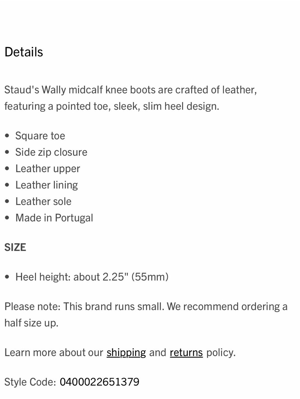 STAUD Black Leather Wally 55mm Mid Calf Heel Boot - Picture 7 of 9